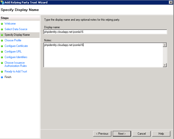 Specify Display Name