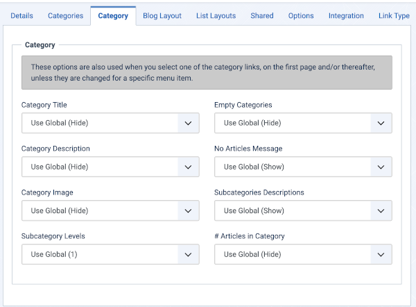 Category Options