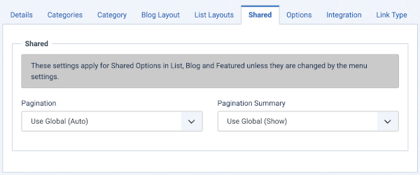 Shared Options