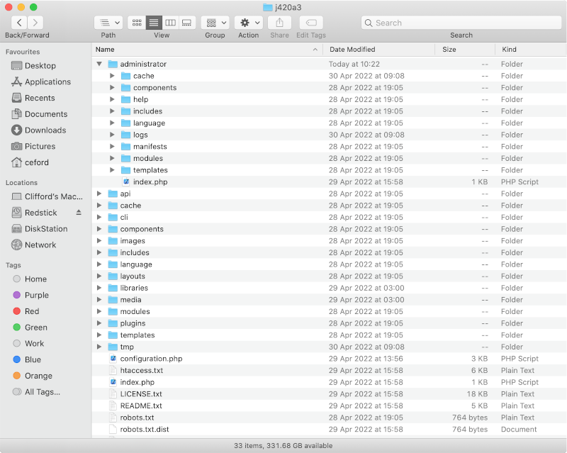 Mac Finder Joomla Tree