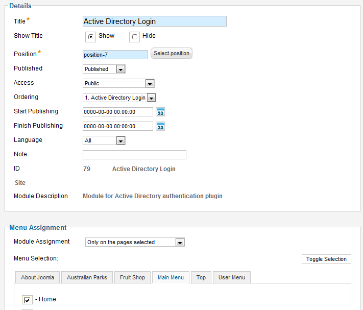 Sample configuration ADFS for Joomla 1.6