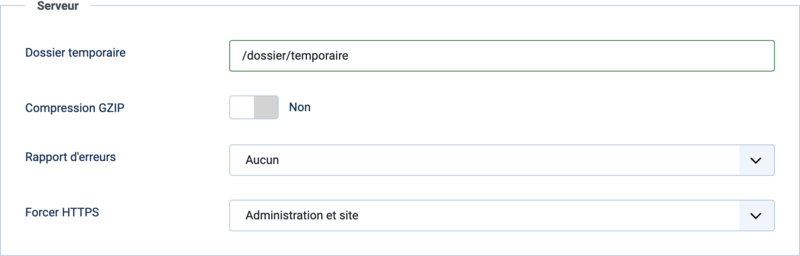 Capture d'écran : Serveur