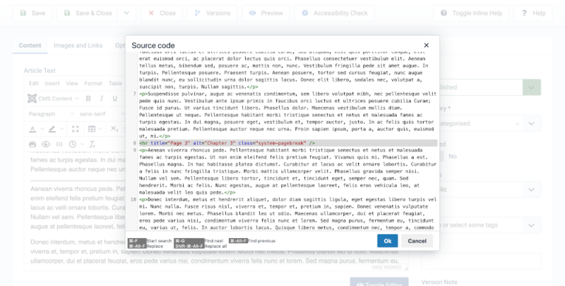 Article Page Break source code