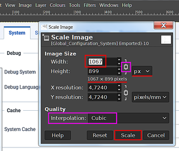 Gimp Scale Image Setting